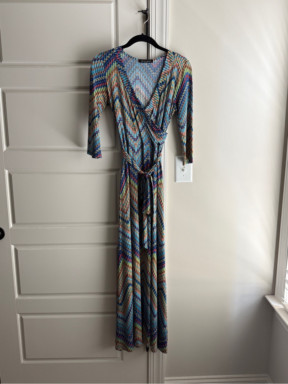 Multi-Color Chevron Wrap Maxi Dress - Blue & Multi